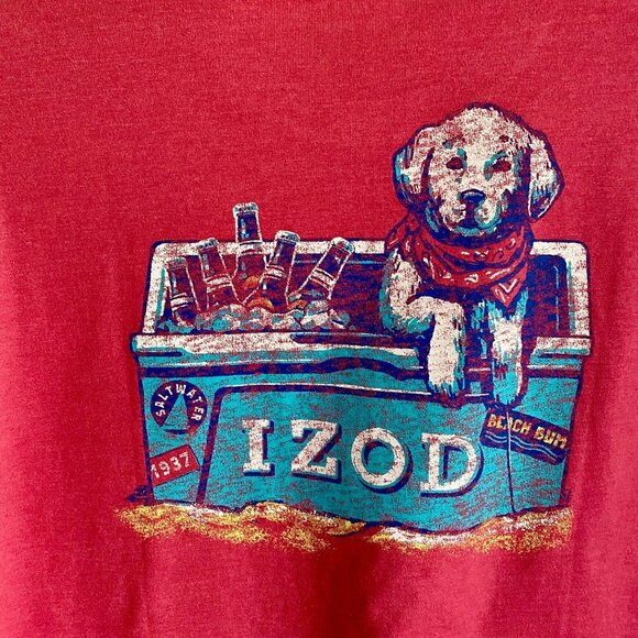 Izod Saltwater Beach Bum Graphic Tee Shirt with Dog Men's Medium - Picture 8 of 10